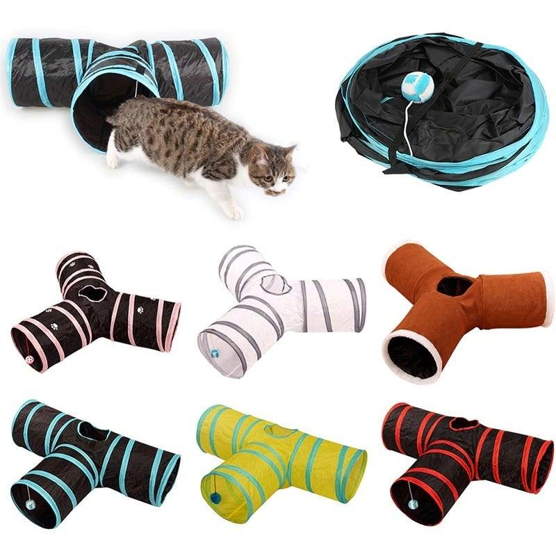 Collapsible Cat Tunnel Toy with Interactive Features
