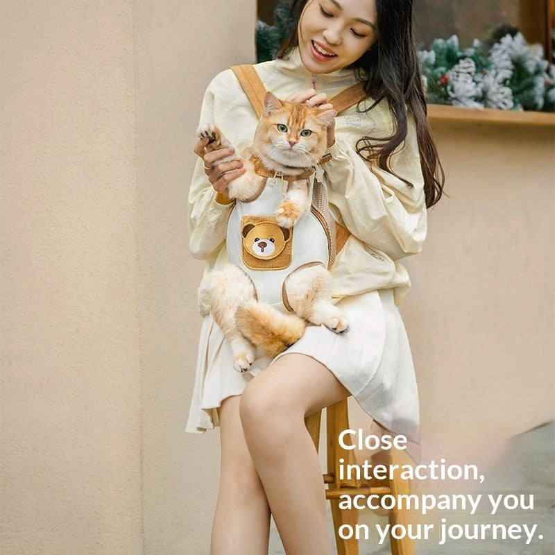 Pet Carrier Backpack | Outdoor Double-Shoulder Pet Bag with Chest Strap