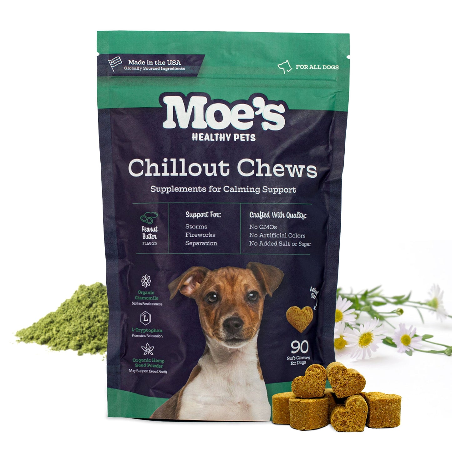 Moe's Chillout Chews – Calming Dog Supplement | Hemp, Chamomile & L-Theanine