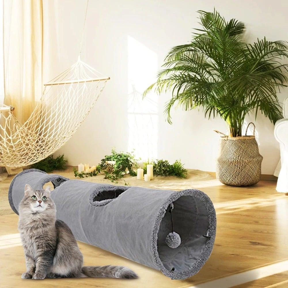 Collapsible Cat Tunnel Toy with Interactive Features