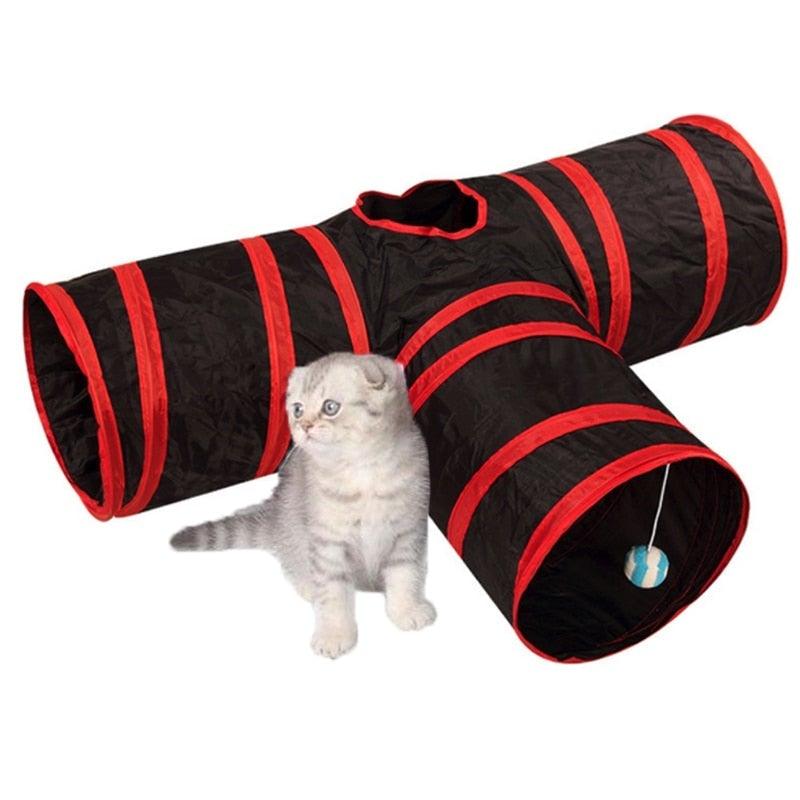 Collapsible Cat Tunnel Toy with Interactive Features