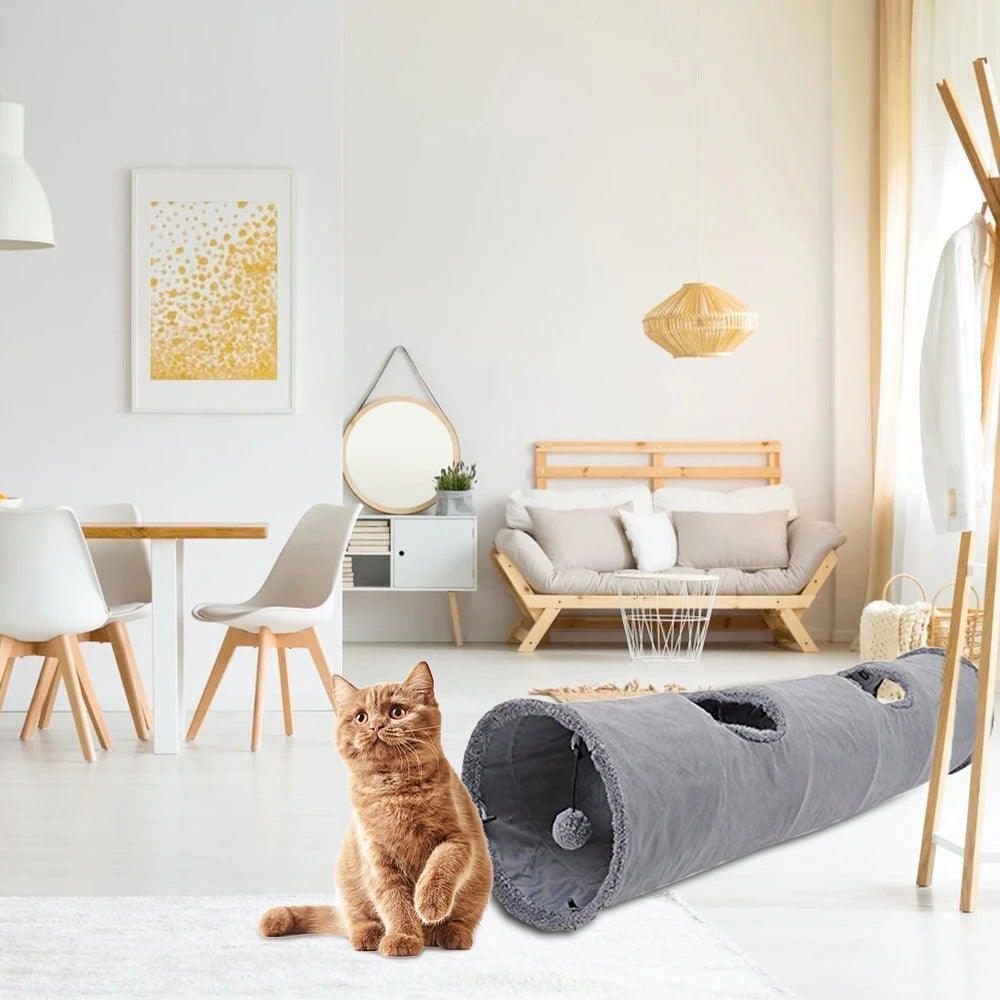 Collapsible Cat Tunnel Toy with Interactive Features