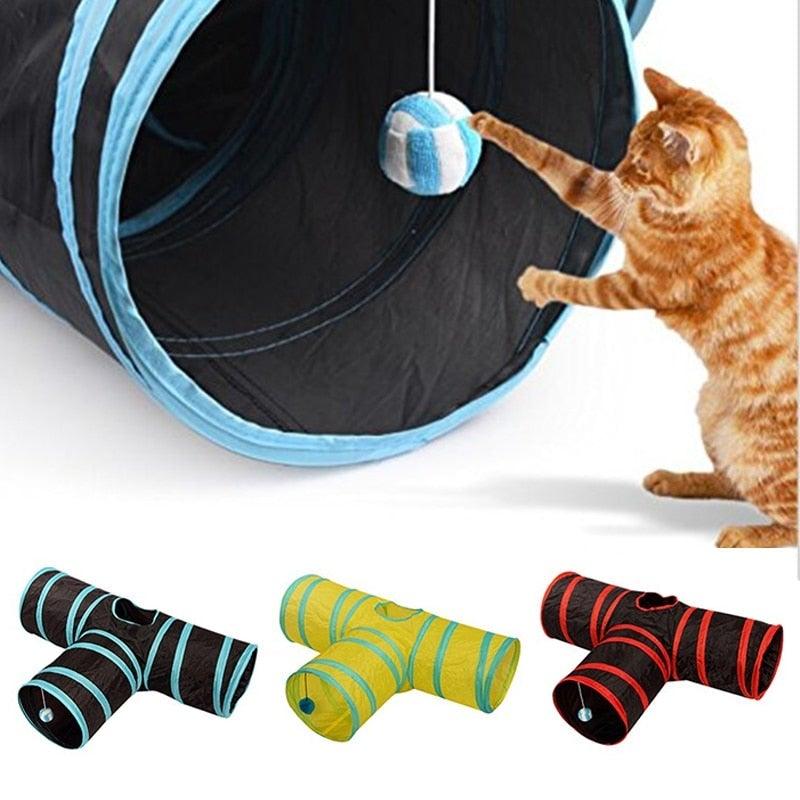 Collapsible Cat Tunnel Toy with Interactive Features