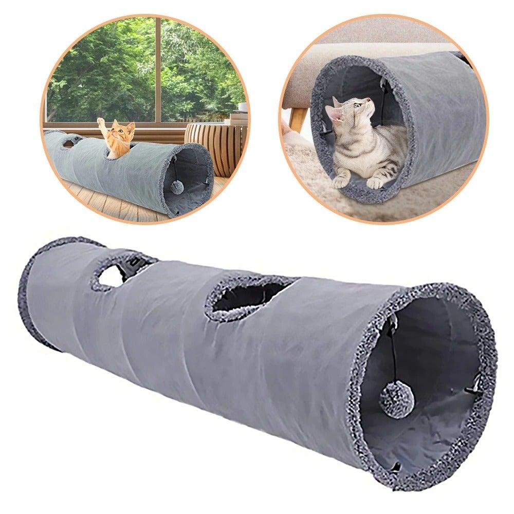Collapsible Cat Tunnel Toy with Interactive Features