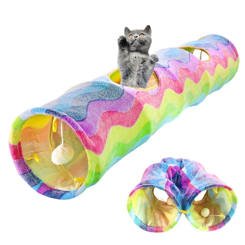 Collapsible Cat Tunnel Toy with Interactive Features