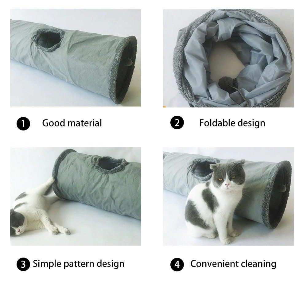 Collapsible Cat Tunnel Toy with Interactive Features