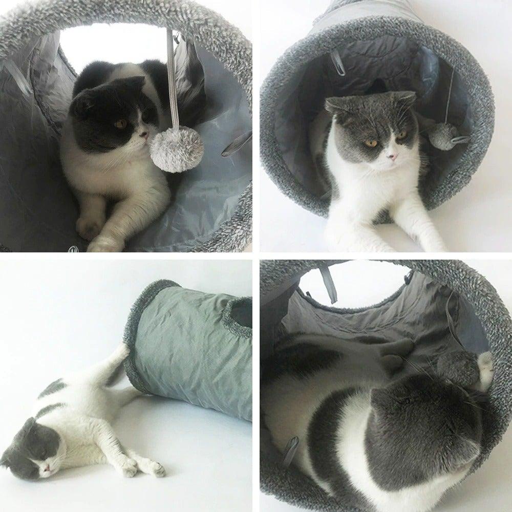 Collapsible Cat Tunnel Toy with Interactive Features