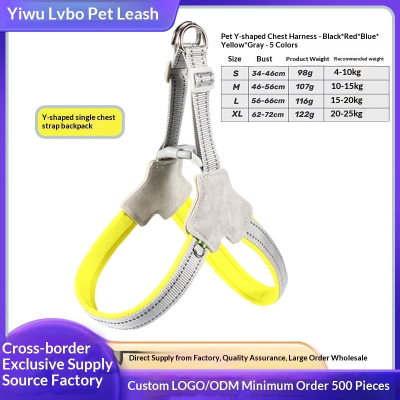 Reflective Vest-Style Dog Harness & Leash Set | Breathable Y-Shape for Outdoor Walking