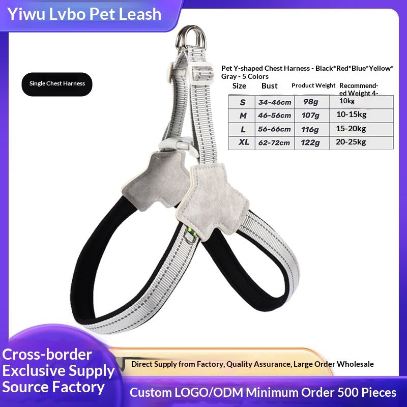 Reflective Vest-Style Dog Harness & Leash Set | Breathable Y-Shape for Outdoor Walking