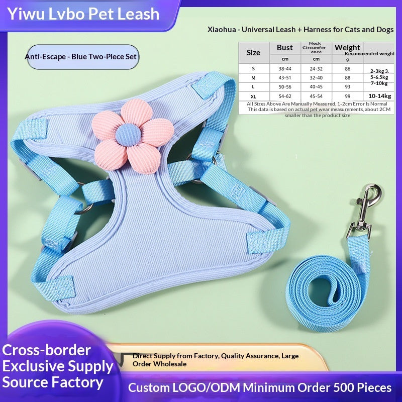 Reflective Vest-Style Dog Harness & Leash Set | Breathable Y-Shape for Outdoor Walking