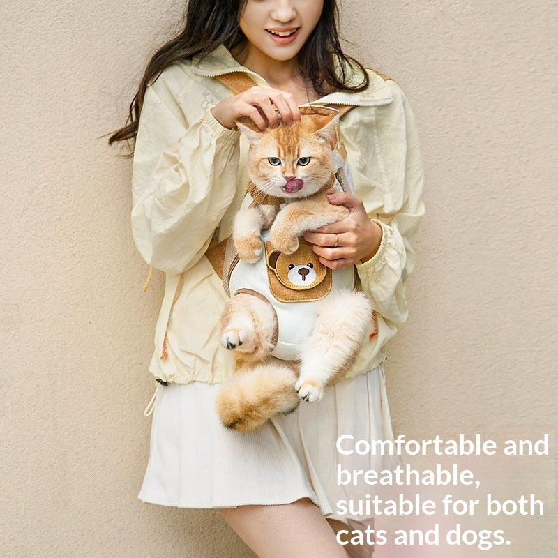 Pet Carrier Backpack | Outdoor Double-Shoulder Pet Bag with Chest Strap