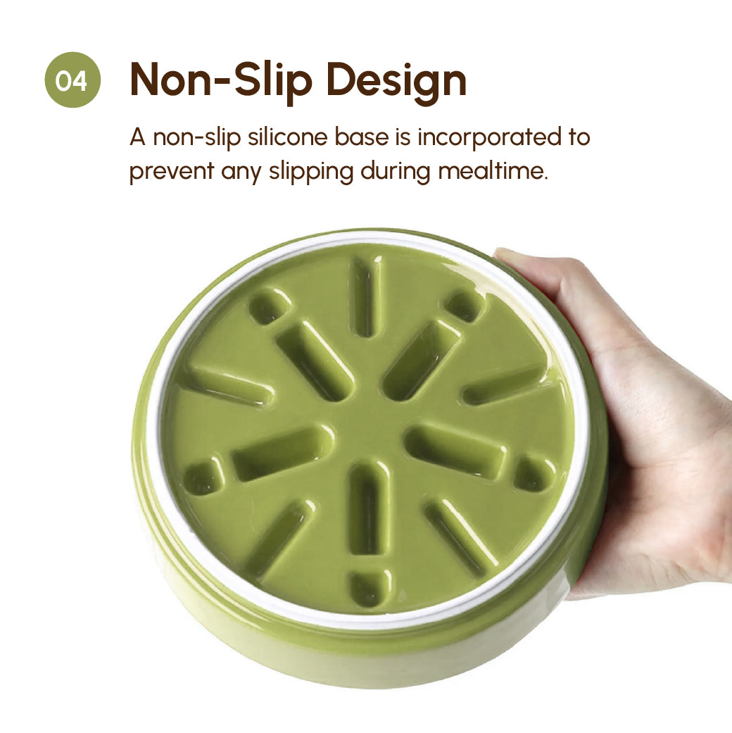 Wave Slow Feeder Dog Bowl – Ceramic, Non-Slip | Pink, Beige & Orange