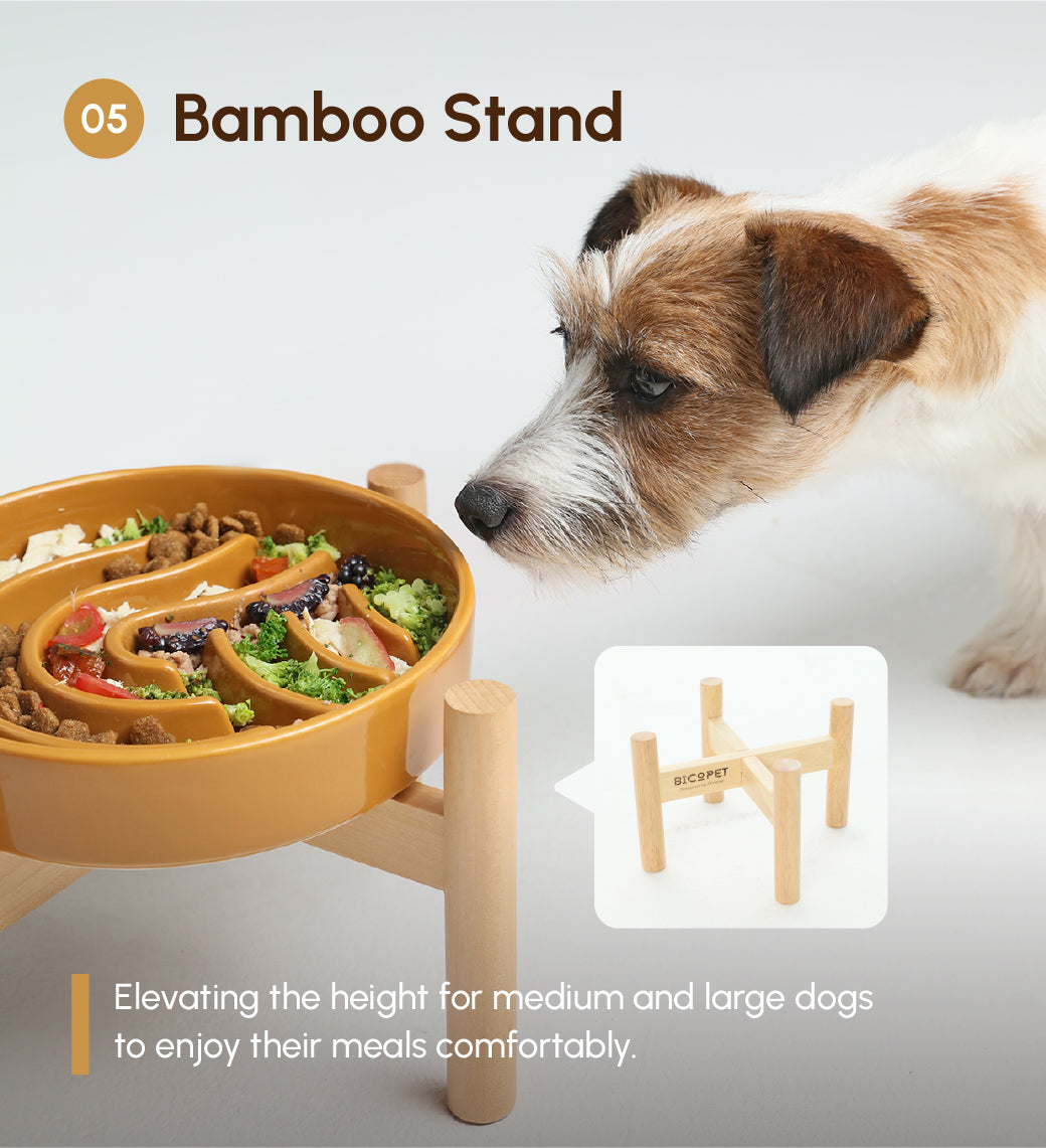 Wave Slow Feeder Dog Bowl – Ceramic, Non-Slip | Pink, Beige & Orange