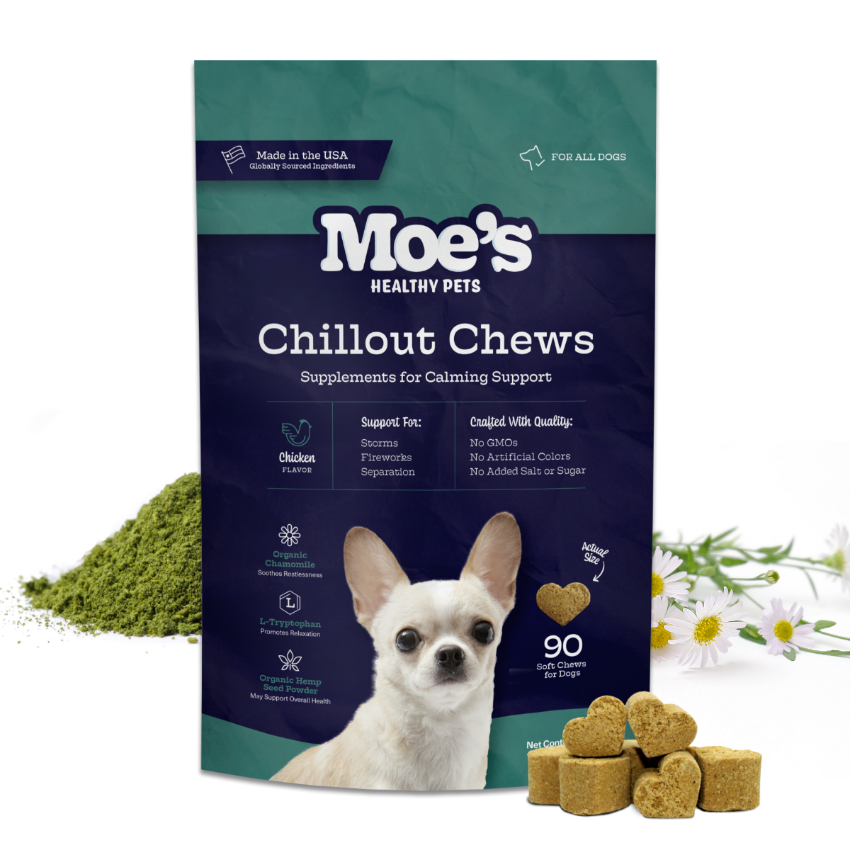 Moe's Chillout Chews – Calming Dog Supplement | Hemp, Chamomile & L-Theanine