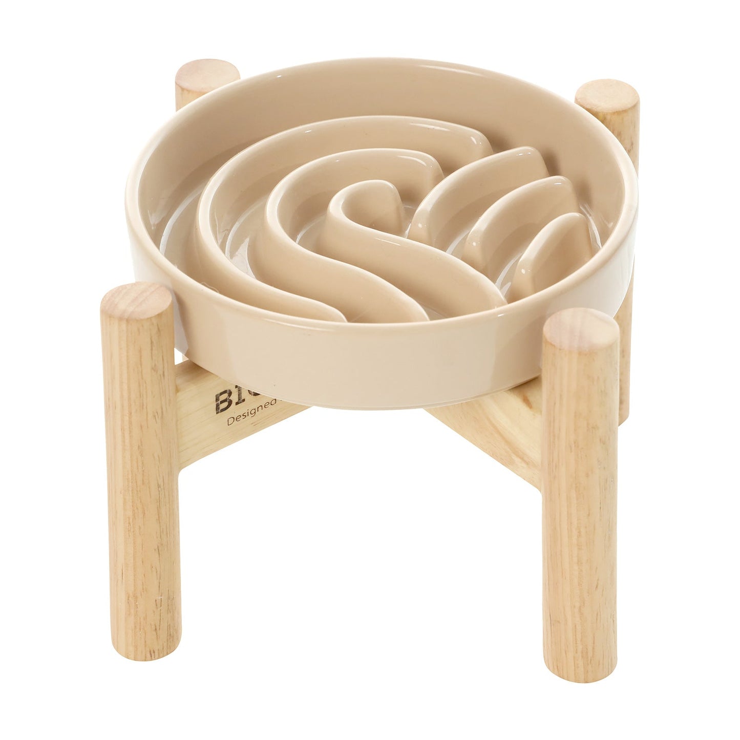 Wave Slow Feeder Dog Bowl – Ceramic, Non-Slip | Pink, Beige & Orange