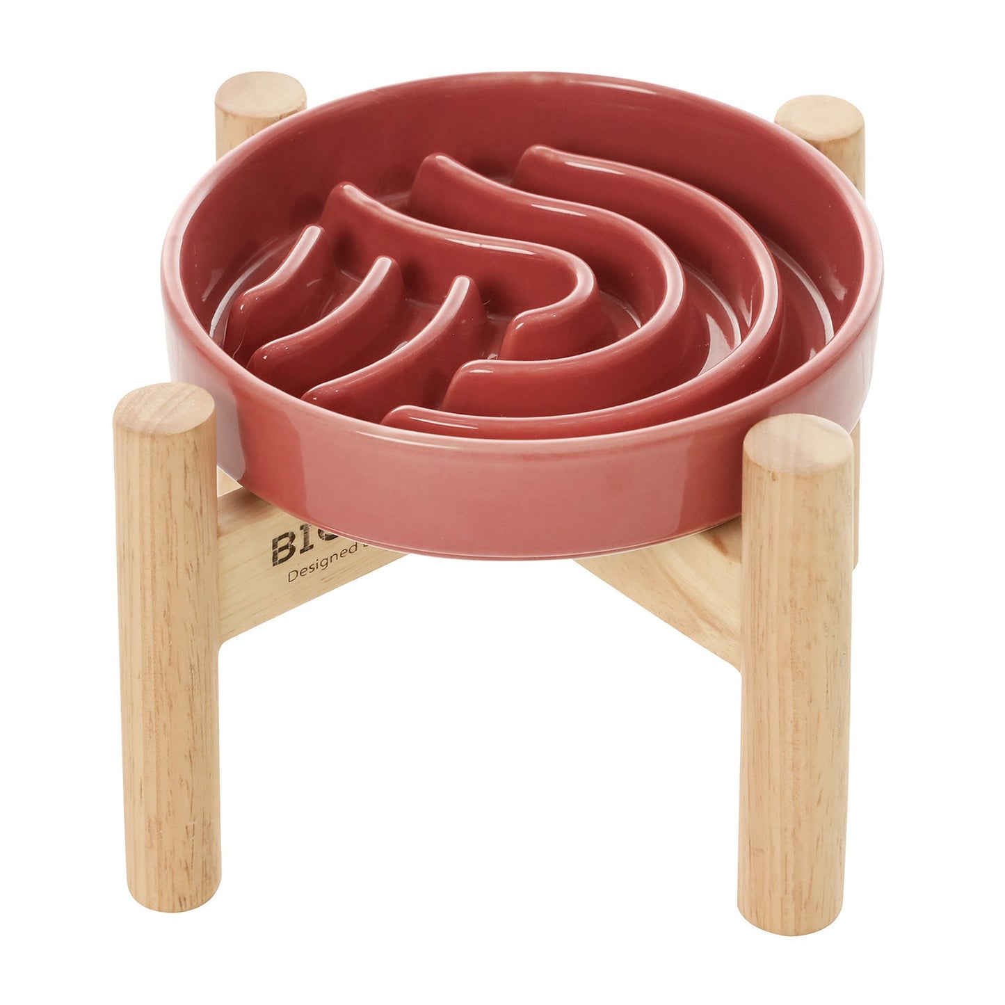 Wave Slow Feeder Dog Bowl – Ceramic, Non-Slip | Pink, Beige & Orange