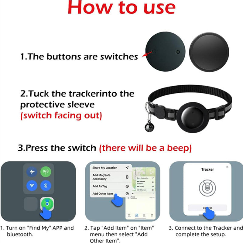 GPS Cat Tracker Collar | Apple Find My & Android Compatible