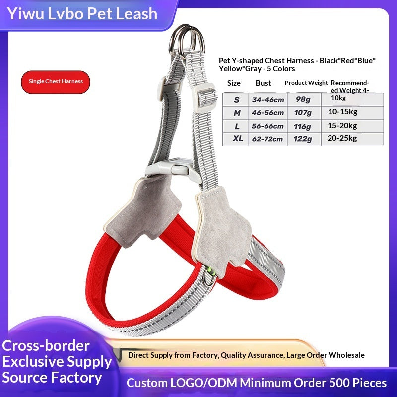 Reflective Vest-Style Dog Harness & Leash Set | Breathable Y-Shape for Outdoor Walking