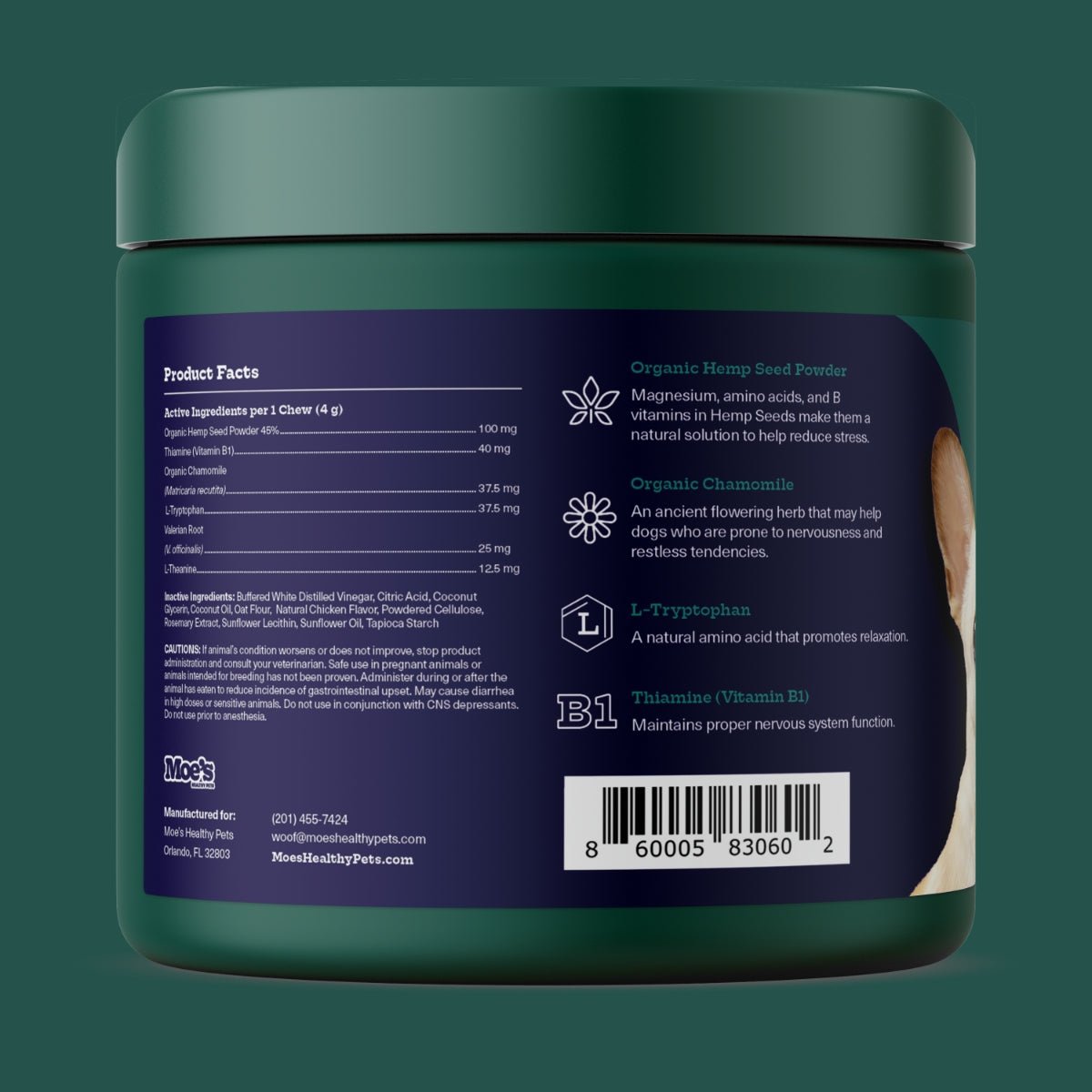 Moe's Chillout Chews – Calming Dog Supplement | Hemp, Chamomile & L-Theanine
