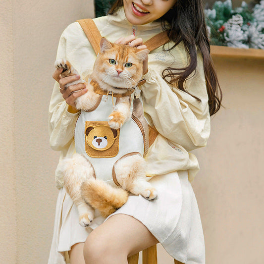 Pet Carrier Backpack | Outdoor Double-Shoulder Pet Bag with Chest Strap